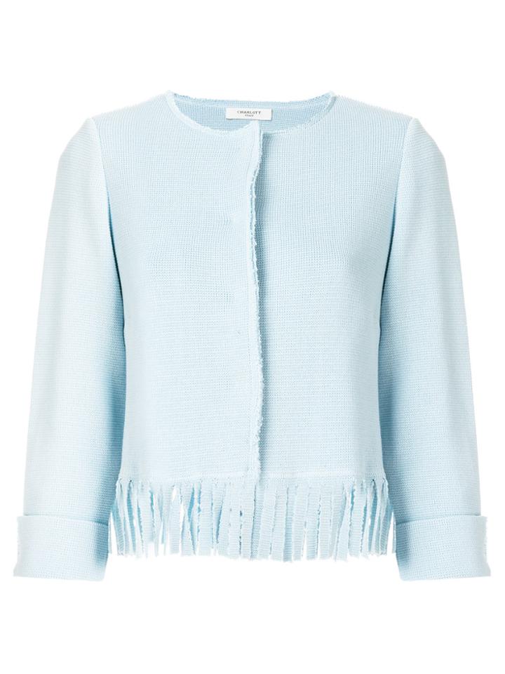Charlott Cropped Fringe Jacket - Blue
