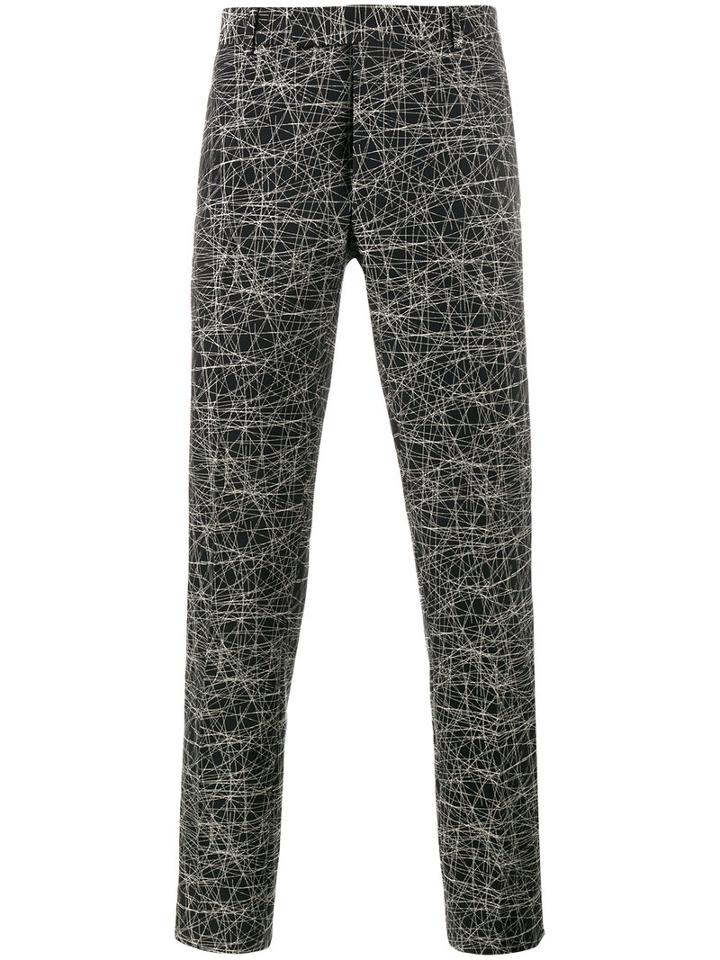 Dior Homme Scribble Print Trousers, Men's, Size: 48, Black, Cotton/viscose