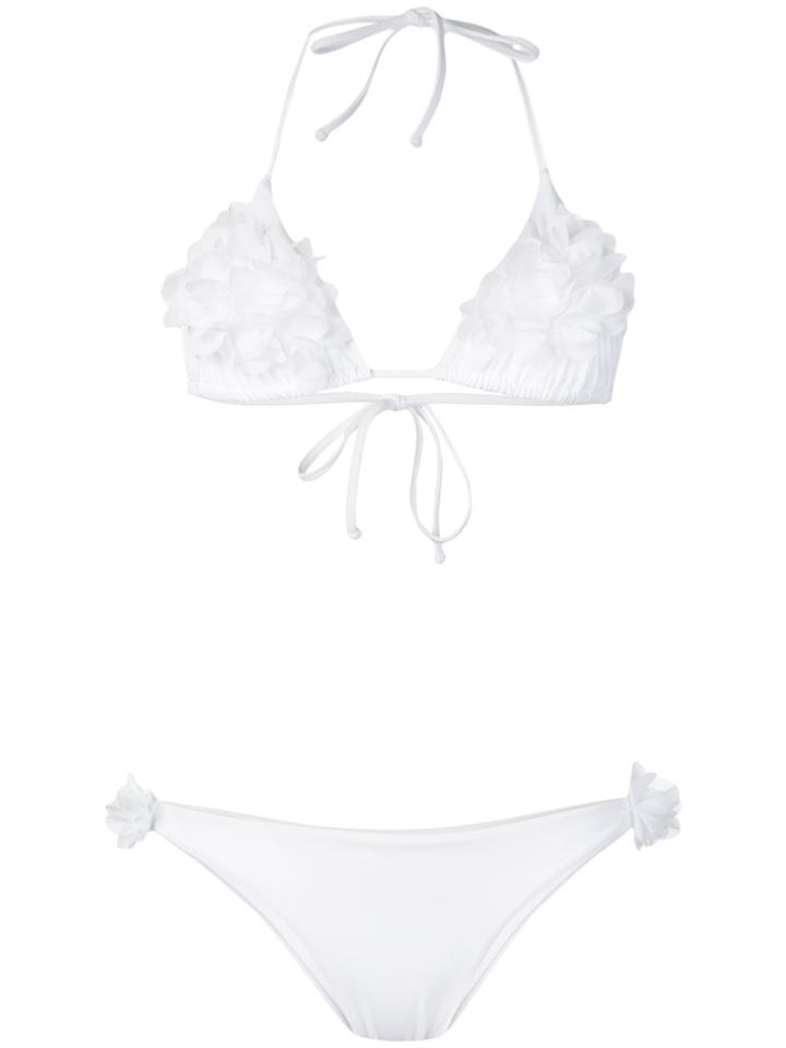 La Reveche Floral Appliqué Bikini Set - White