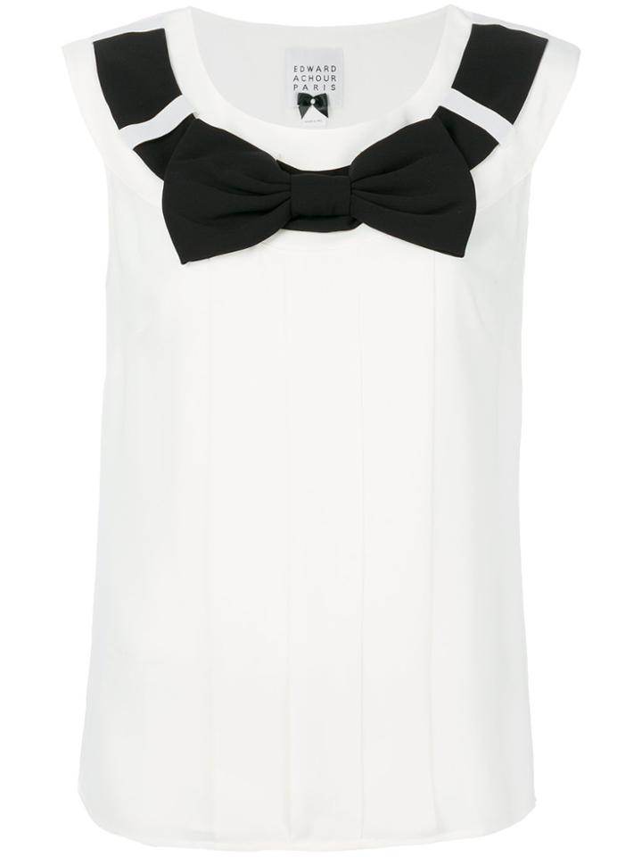 Edward Achour Paris Bow Sleeveless Top - Nude & Neutrals