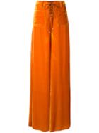 Roberto Cavalli - Velvet Wide-leg Trousers - Women - Silk/viscose - 42, Yellow/orange, Silk/viscose