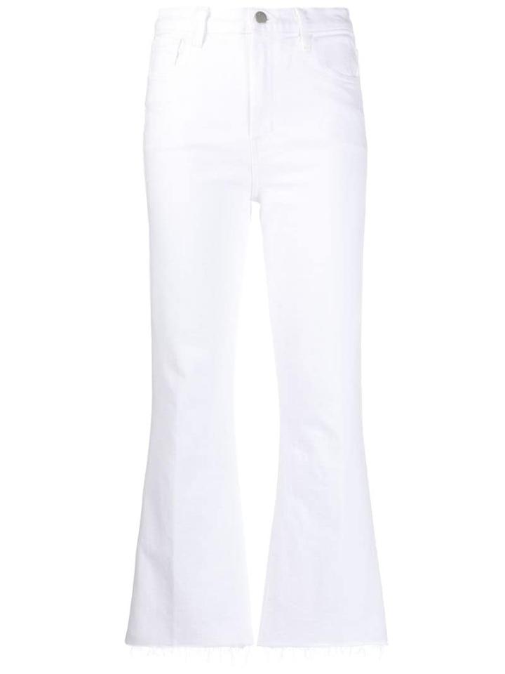 J Brand Frayed Flared Jeans - White