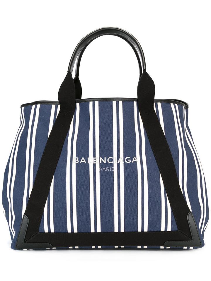 Balenciaga - Striped Tote - Women - Cotton/leather/canvas - One Size, Women's, Blue, Cotton/leather/canvas