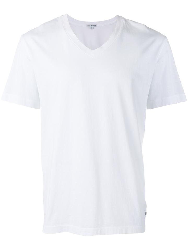 James Perse V-neck T-shirt, Men's, Size: 2, White, Cotton