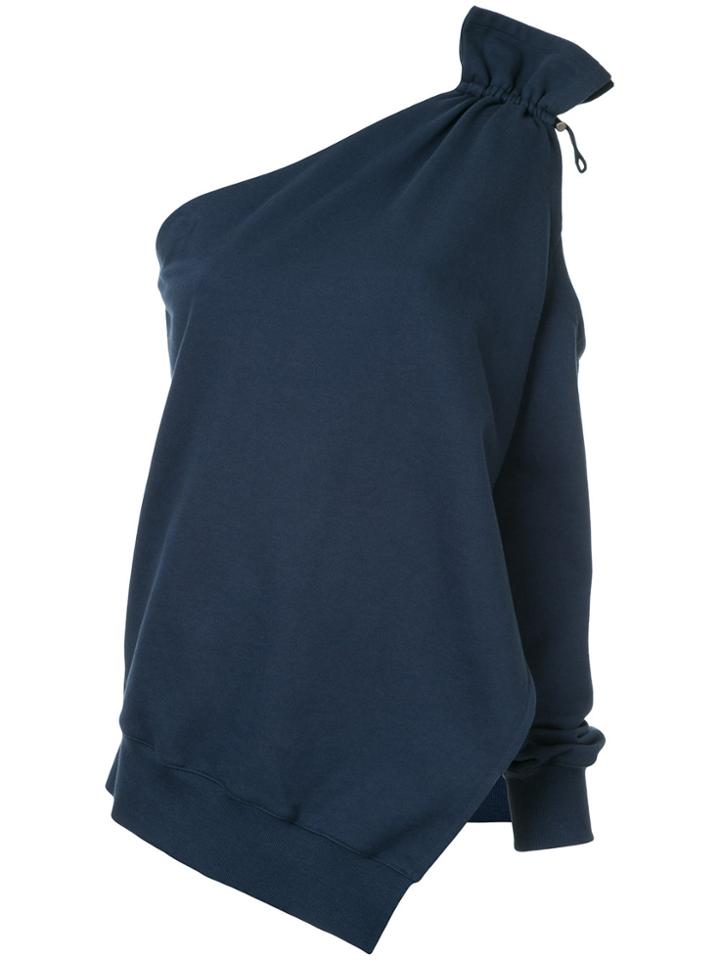 Goen.j One Shoulder Gathered Sweatshirt - Blue