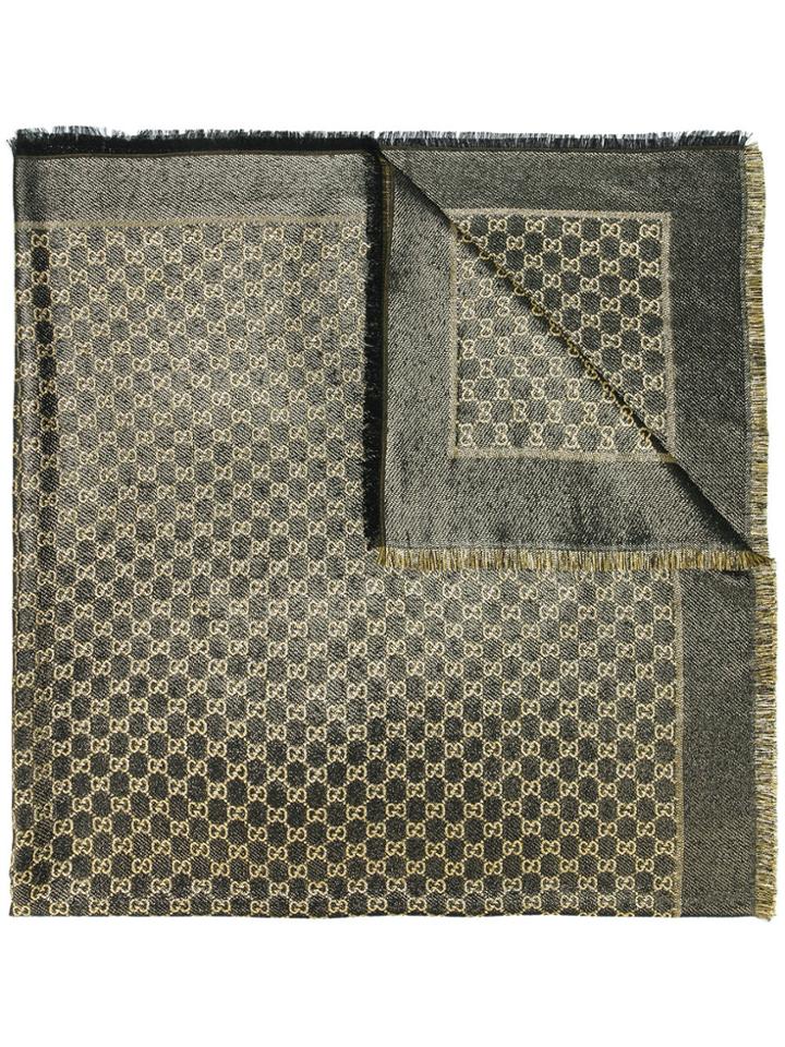 Gucci Gg Supreme Print Scarf - Black