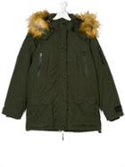 Diadora Faux Fur Hooded Coat - Green