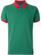 Etro Contrast Collar Polo Shirt, Men's, Size: Small, Green, Cotton