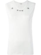 Saint Laurent Beaded Star Tank Top, Women's, Size: S, White, Silk/metallic Fibre