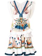 Chloé Ruffled Printed Mini Dress - White