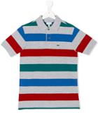 Lacoste Kids Striped Polo Shirt - Grey