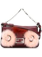 Fendi - Micro 'baguette' Crossbody Bag - Women - Fox Fur/mink Fur/nappa Leather/metal - One Size, Red, Fox Fur/mink Fur/nappa Leather/metal