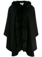 Max Mara Fur Trim Cape - Black