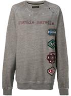 Frankie Morello Oversized Logo Patch Sweatshirt - Grigio Melange