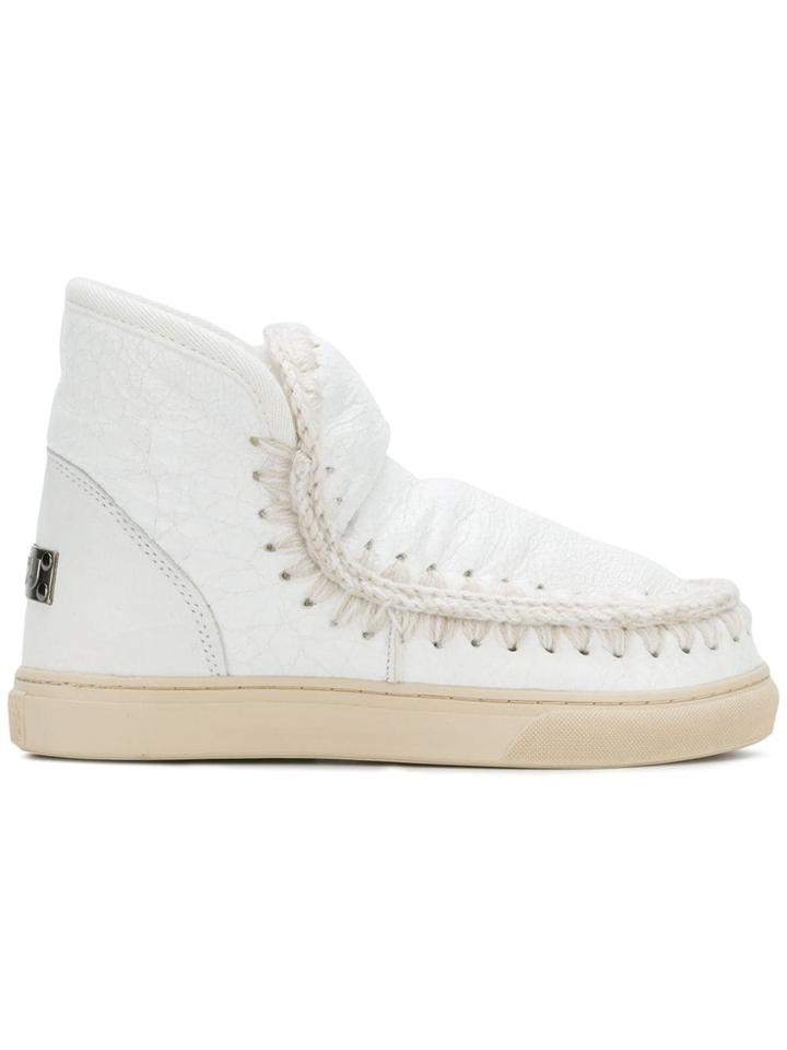 Mou Whipstitched Ankle Boots - White