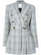 Acler Double Breasted Double Layered Plaid Blazer - Black