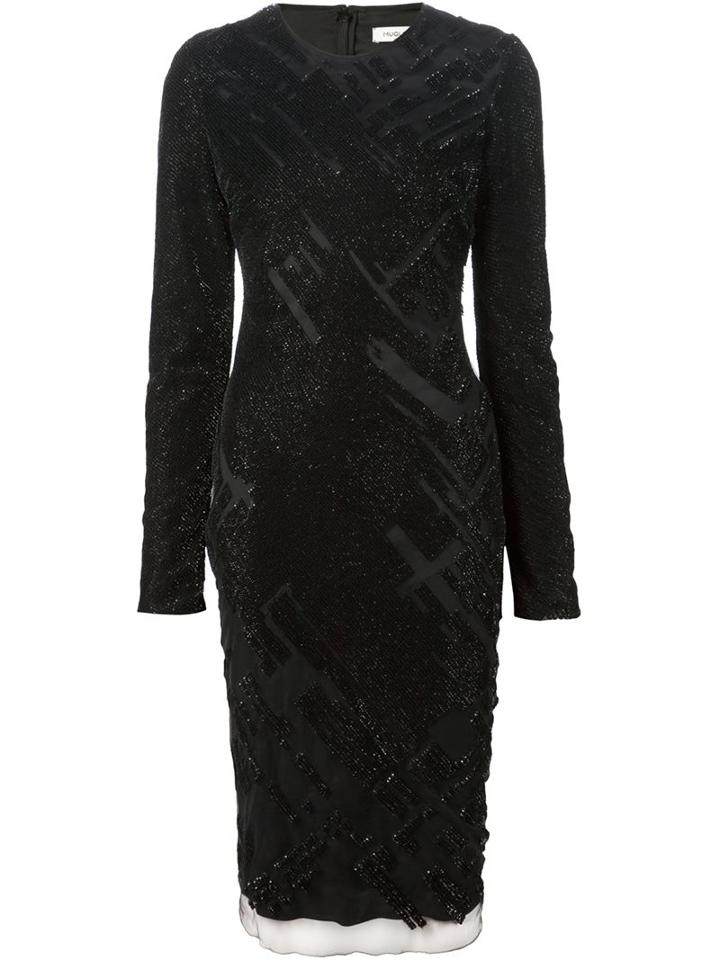 Mugler Sheer Embellished Dress, Women's, Size: 40, Black, Polyamide/polyester/viscose