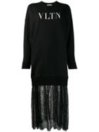 Valentino Vltn Print Sweatshirt Dress - Black
