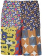 Kolor Geometric Patch-work Shorts - Multicolour