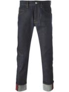Gucci Tapered Jeans With Web, Size: 32, Blue, Cotton/spandex/elastane