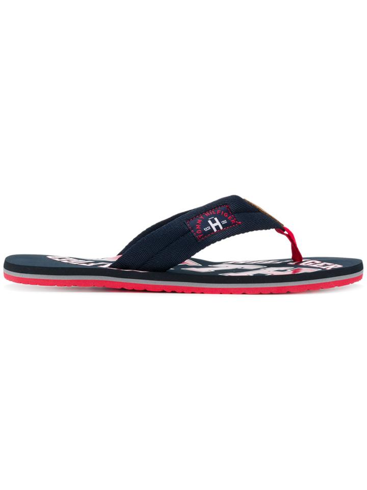 Tommy Hilfiger Logo Stamped Flip Flops - Blue
