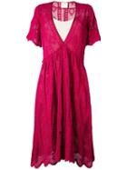 Forte Forte V-neck Flared Dress, Women's, Size: 0, Red, Cupro