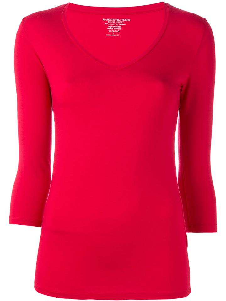 Majestic Filatures Three-quarter Sleeve T-shirt, Women's, Size: 2, Red, Spandex/elastane/viscose