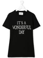 Alberta Ferretti Kids Teen Slogan Print T-shirt - Black