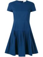 Red Valentino - Flared Trim Dress - Women - Cotton/spandex/elastane - 40, Blue, Cotton/spandex/elastane