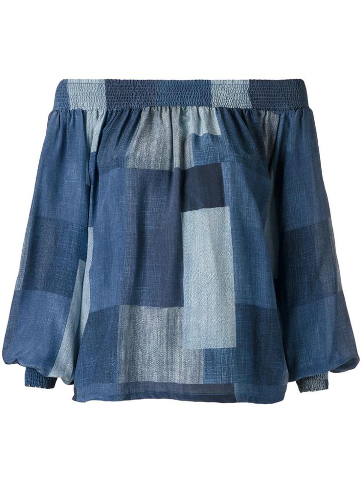 Amir Slama Off The Shoulder Panelled Blouse - Blue