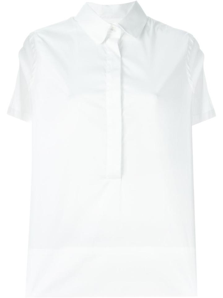 Eleventy Shortsleeved Boxy Blouse, Women's, Size: 42, White, Cotton