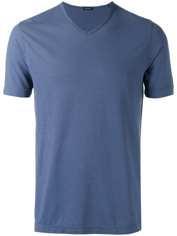Zanone - Plain T-shirt - Men - Cotton - 50, Blue, Cotton