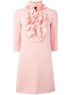 Boutique Moschino Ruffled Bib Dress, Women's, Size: 40, Pink/purple, Polyester/triacetate/rayon/silk