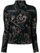 Issey Miyake Cauliflower - Printed Jumper - Women - Polyester - One Size, Black, Polyester