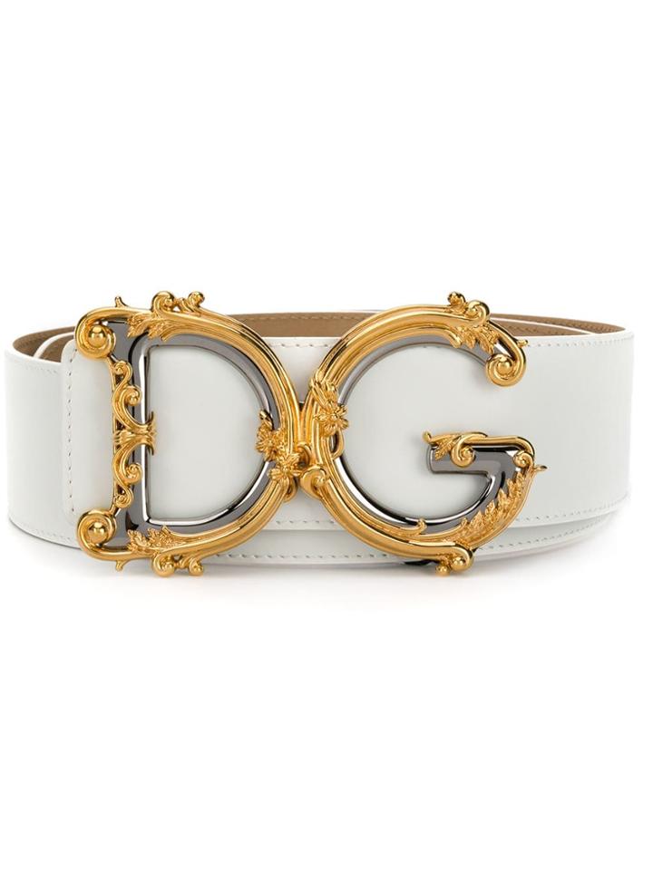 Dolce & Gabbana Baroque Dg Belt - White