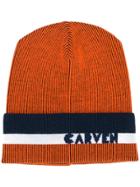 Carven Ribbed Knit Beanie - Yellow & Orange