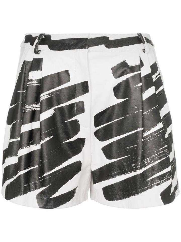 Moschino Paint Print Leather Shorts - Black