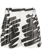 Moschino Paint Print Leather Shorts - Black