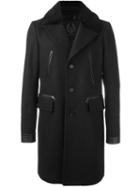 Belstaff Detailed Cuffs Mid Coat, Men's, Size: 54, Black, Leather/sheep Skin/shearling/nylon/wool