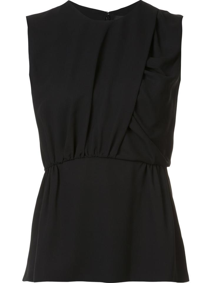 Derek Lam Gathered Front Sleeveless Blouse, Women's, Size: 48, Black, Silk