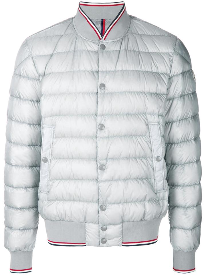 Moncler Contrast Trim Bomber Jacket - Grey