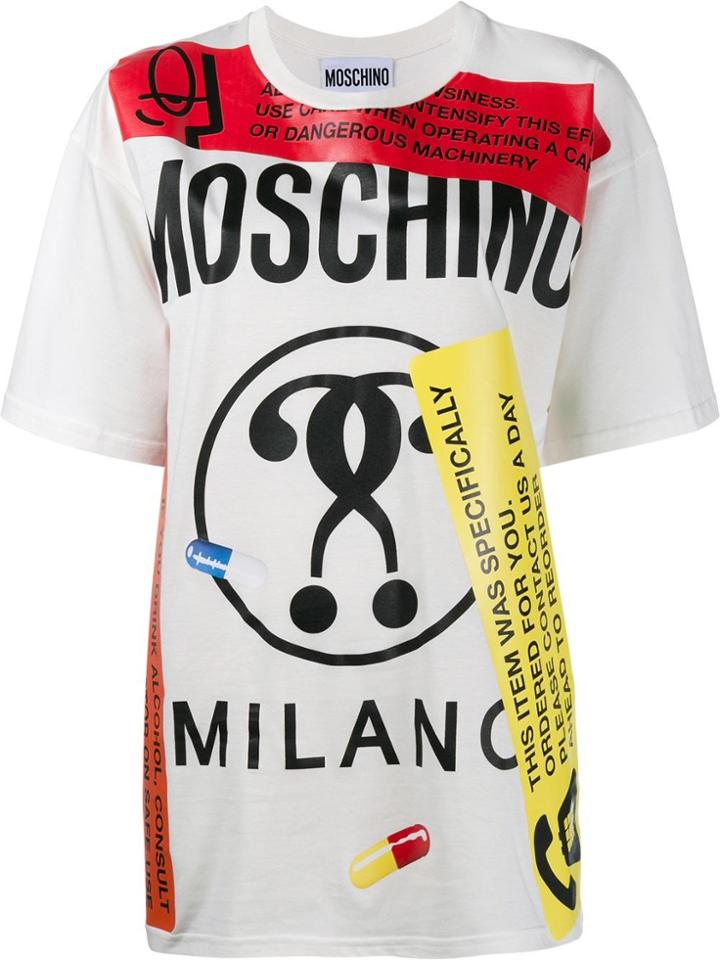 Moschino Logo Print Pill T-shirt - White