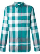 Burberry Brit Checked Shirt, Men's, Size: Large, Green, Cotton
