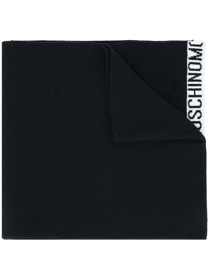 Moschino Logo Trim Scarf, Black, Wool/cashmere/viscose/polyamide