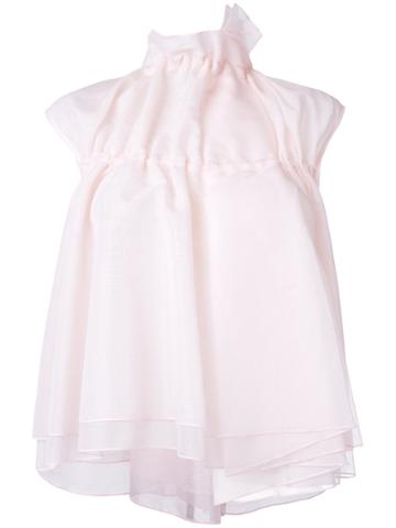 Steven Tai Sleeveless Gathered Neck Blouse - Pink & Purple