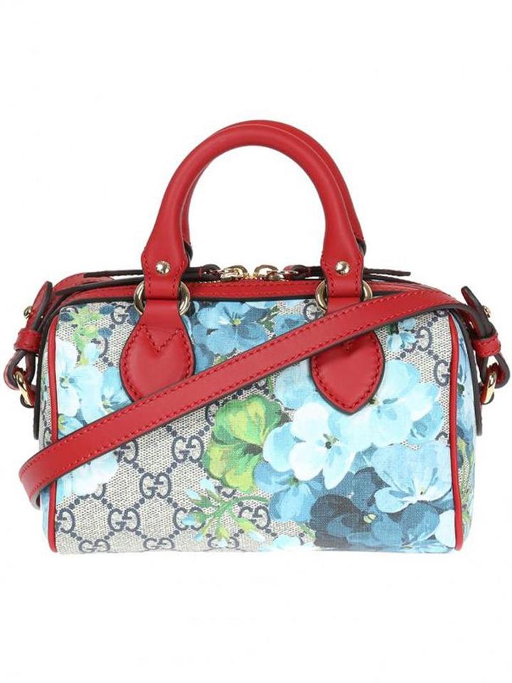 Gucci Mini Floral Gg Supreme Tote, Women's, Blue, Cotton/leather