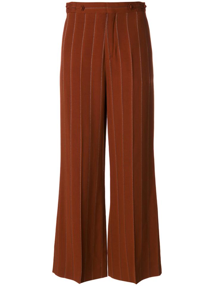 Chloé Flared Pinstriped Trousers - Brown