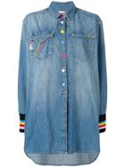 Mira Mikati Burn Fat Embroidered Denim Shirt - Blue