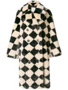 Marco De Vincenzo Diamond Pattern Faux Fur Coat - Black