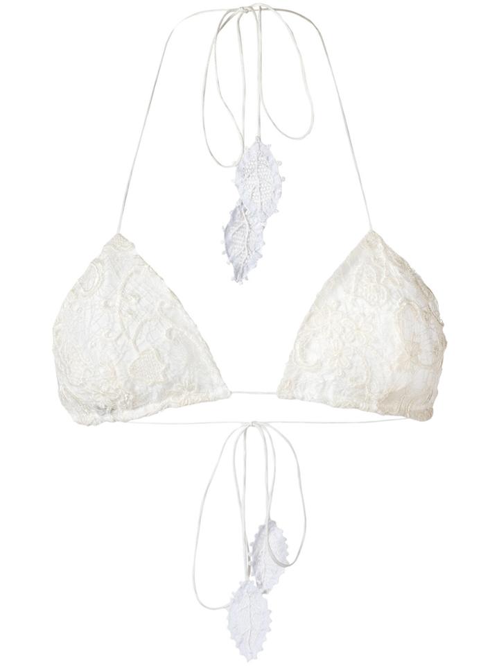 Martha Medeiros Lace Célia Triangle Bikini Top - White